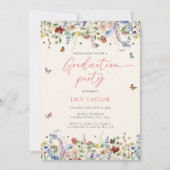 Boho Wildbloemen & Vlinders Foto Afstuderen Kaart (Voorkant)