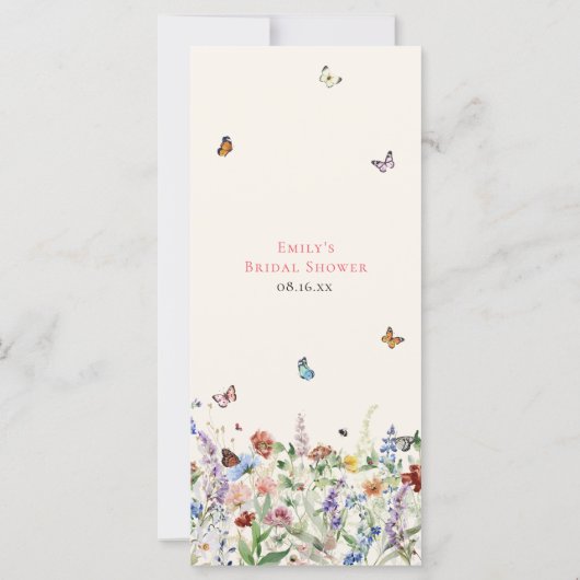 Boho Wildbloemen & Vlinders Menu (Achterkant)