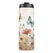 Boho Wildbloemen & vlinders Thermosbeker (Voorkant)