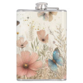 Boho Wildbloemen & vlinders Vinyl Verpakte kolf Heupfles (Achterkant)