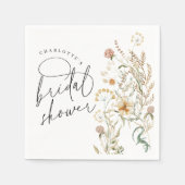 Boho Wildbloemen Waterverf Minimale Vrijgezellenfe Servet (Voorkant)