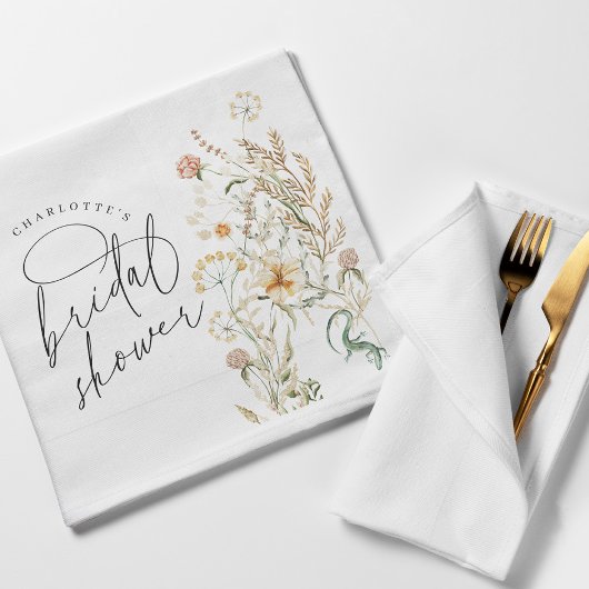 Boho Wildbloemen Waterverf Minimale Vrijgezellenfe Servet