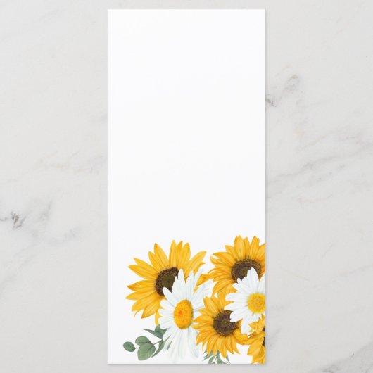 Boho Wildbloemen Zonnebloemen Wedden Menu (Achterkant)