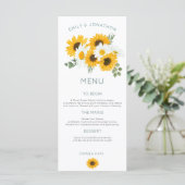 Boho Wildbloemen Zonnebloemen Wedden Menu (Staand voorkant)