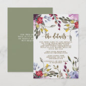 boho wildbloemflorale trouwenkaart informatiekaartje (Voorkant / Achterkant)