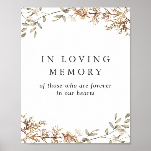 Boho-wildbloemhuwelijk 'In Loving Memory'-bord Poster (Voorkant)