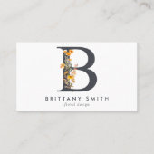 Boho-wildbloemmonogram Beginletter B Visitekaartje (Voorkant)