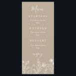 Boho wilde bloem aardeachtig bruiloft menu<br><div class="desc">Boho aardeachtig tan eenvoudige elegante wilde bloem bruiloft menu.</div>