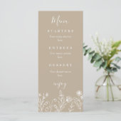 Boho wilde bloem aardse bruine trouw menu (Staand voorkant)
