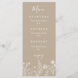 Boho wilde bloem aardse bruine trouw menu