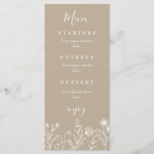 Boho wilde bloem aardse bruine trouw menu
