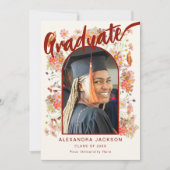 Boho Wilde Bloem Afstudeer Foto Script Kaart (Voorkant)