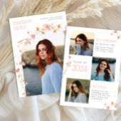 Boho Wilde Bloem Afstudeerfoto Uitnodiging