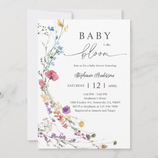 Boho Wilde Bloem Baby Shower Bloemen Kaart (Voorkant)