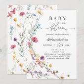 Boho Wilde Bloem Baby Shower Bloemen Kaart (Voorkant / Achterkant)