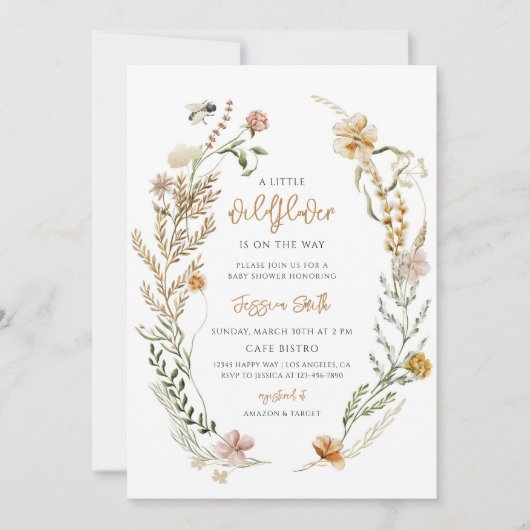 Boho Wilde Bloem Baby Shower Kaart (Voorkant)