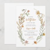 Boho Wilde Bloem Baby Shower Kaart (Voorkant / Achterkant)