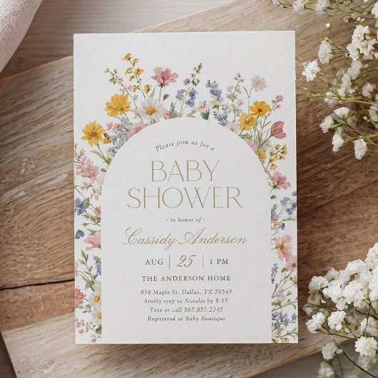 Boho Wilde Bloem Baby Shower Kaart