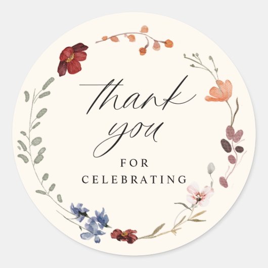 Boho Wilde Bloem Baby Shower Ronde Sticker (Voorkant)