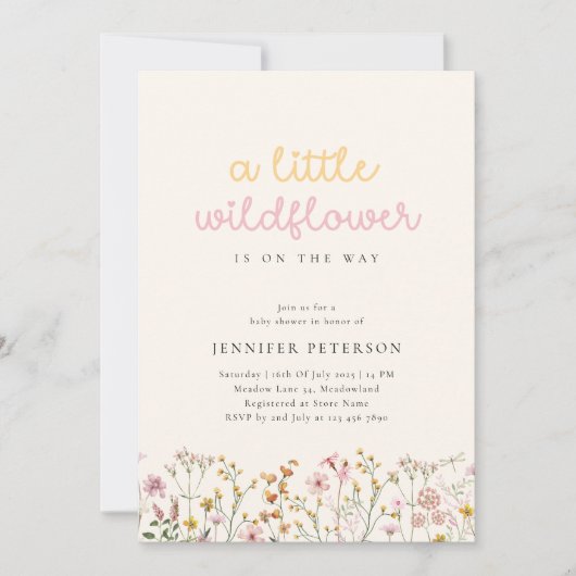 Boho Wilde Bloem Baby Shower Uitnodiging (Voorkant)