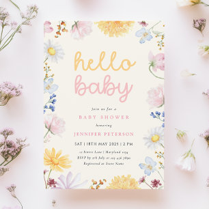 Boho Wilde Bloem Baby Shower Uitnodiging