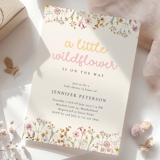Boho Wilde Bloem Baby Shower Uitnodiging