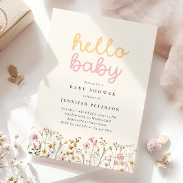 Boho Wilde Bloem Baby Shower Uitnodiging
