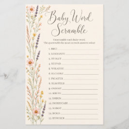 Boho Wilde Bloem Baby Shower Woordzoekspel