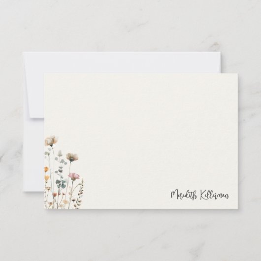 Boho Wilde Bloem Bedankkaart (Achterkant)