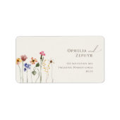 Boho Wilde Bloem Beige Trouw-RSVP Retouradres Etiket (Voorkant)