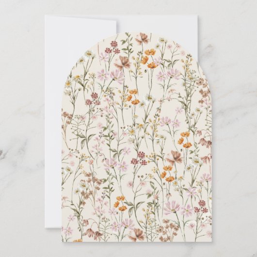 Boho Wilde Bloem Beige Tuin Bruiloft Kaart (Achterkant)