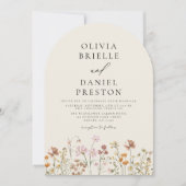Boho Wilde Bloem Beige Tuin Bruiloft Kaart (Voorkant)