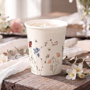 Boho Wilde Bloem Bijen Baby Shower Papieren Bekers