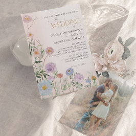 Boho wilde bloem bloemrijke elegante waterverf bru kaart