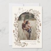 Boho Wilde Bloem Boog Foto Kerstmis Feestdagenkaart (Voorkant)