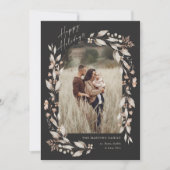 Boho Wilde Bloem Boog Foto Kerstmis Feestdagenkaart (Voorkant)