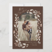 Boho Wilde Bloem Boog Foto Kerstmis Feestdagenkaart (Voorkant)