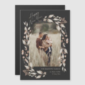 Boho Wilde Bloem Boog Foto Nieuwjaar (Voorkant / Achterkant)