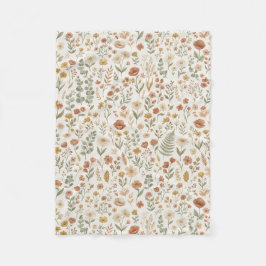 Boho Wilde Bloem Botanische Bloem Aardtinten Fleece Deken