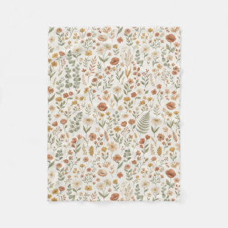 Boho Wilde Bloem Botanische Bloem Aardtinten Fleece Deken