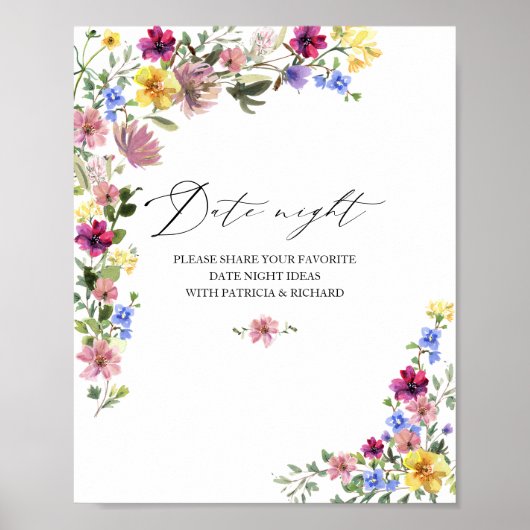 Boho Wilde Bloem Bruidsdouche Date Night Pot Bord Poster (Voorkant)