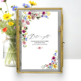 Boho Wilde Bloem Bruidsdouche Date Night Pot Bord Poster