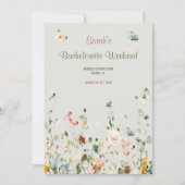 Boho Wilde Bloem Bruidsfeest Itinerariesjabloon Kaart (Voorkant)