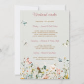 Boho Wilde Bloem Bruidsfeest Itinerary Sjabloon Kaart (Achterkant)