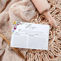 Boho Wilde Bloem Bruidsfeest Recept Kaarten