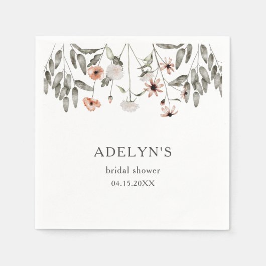 Boho Wilde Bloem Bruidsfeest Servet (Voorkant)