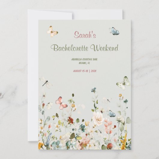 Boho Wilde Bloem Bruidsfeest Sjabloon Kaart (Voorkant)