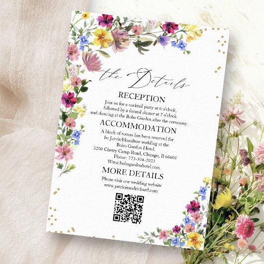 Boho Wilde Bloem Bruiloft Details Bijlage Kaarten