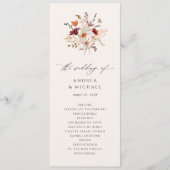 Boho Wilde Bloem Bruiloft Elegant Herfst Programmakaart (Voorkant)
