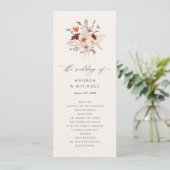Boho Wilde Bloem Bruiloft Elegant Herfst Programmakaart (Staand voorkant)